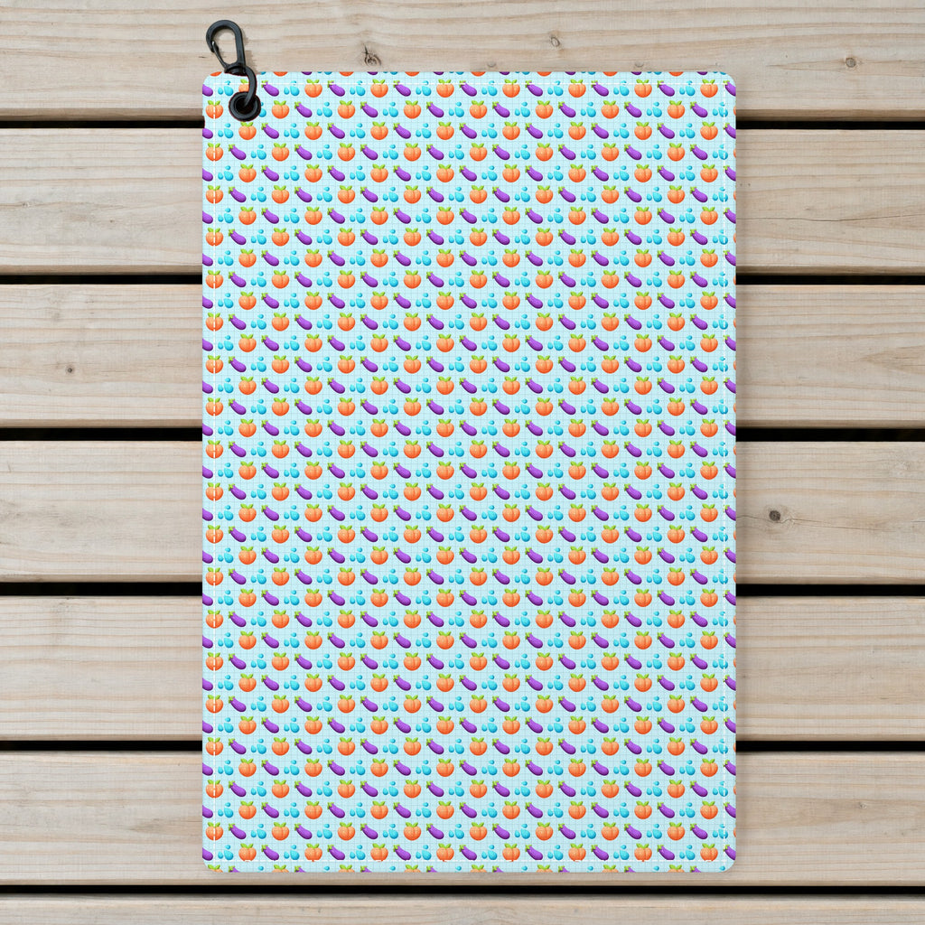 A Taste of Eggplant & Peach Golf Towel - Laid Flat