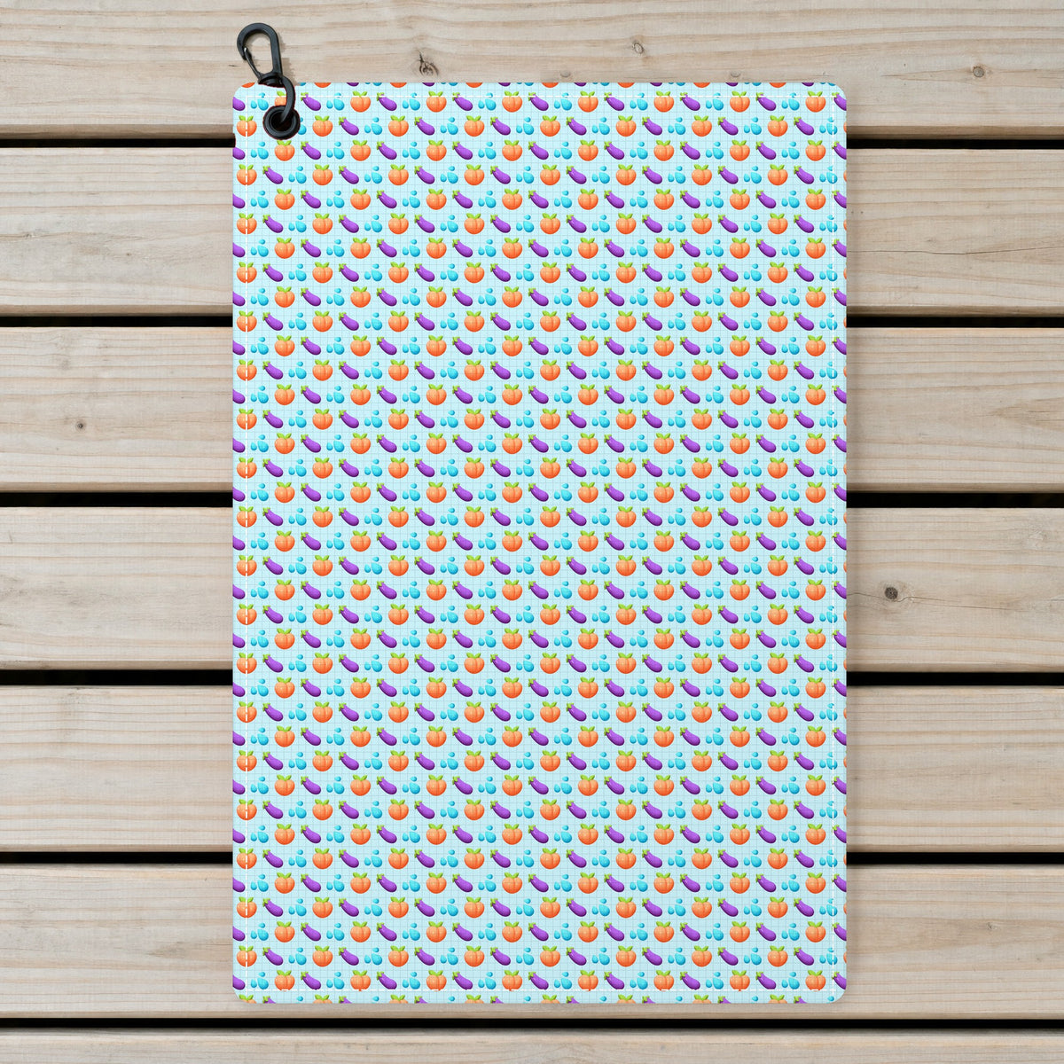 A Taste of Eggplant & Peach Golf Towel - Laid Flat