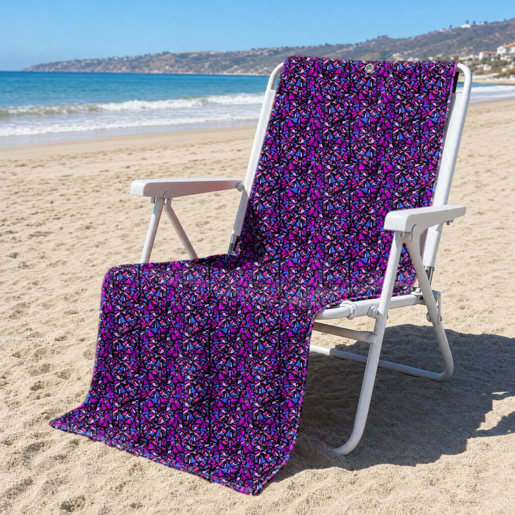 Abstract Pattern Geometric Shapes Full-Size Towel & Car Seat Cover - On a Beach Chair