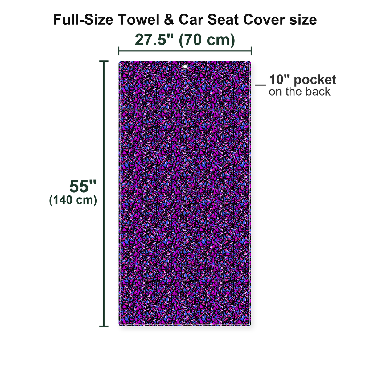 Abstract Pattern Geometric Shapes Full-Size Towel & Car Seat Cover - Size Chart