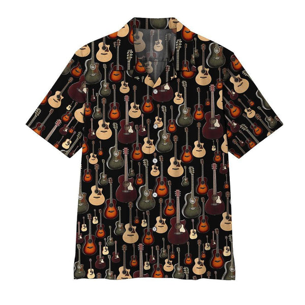 Acoustic Guitar Black Music Instrument Hawaiian Shirt