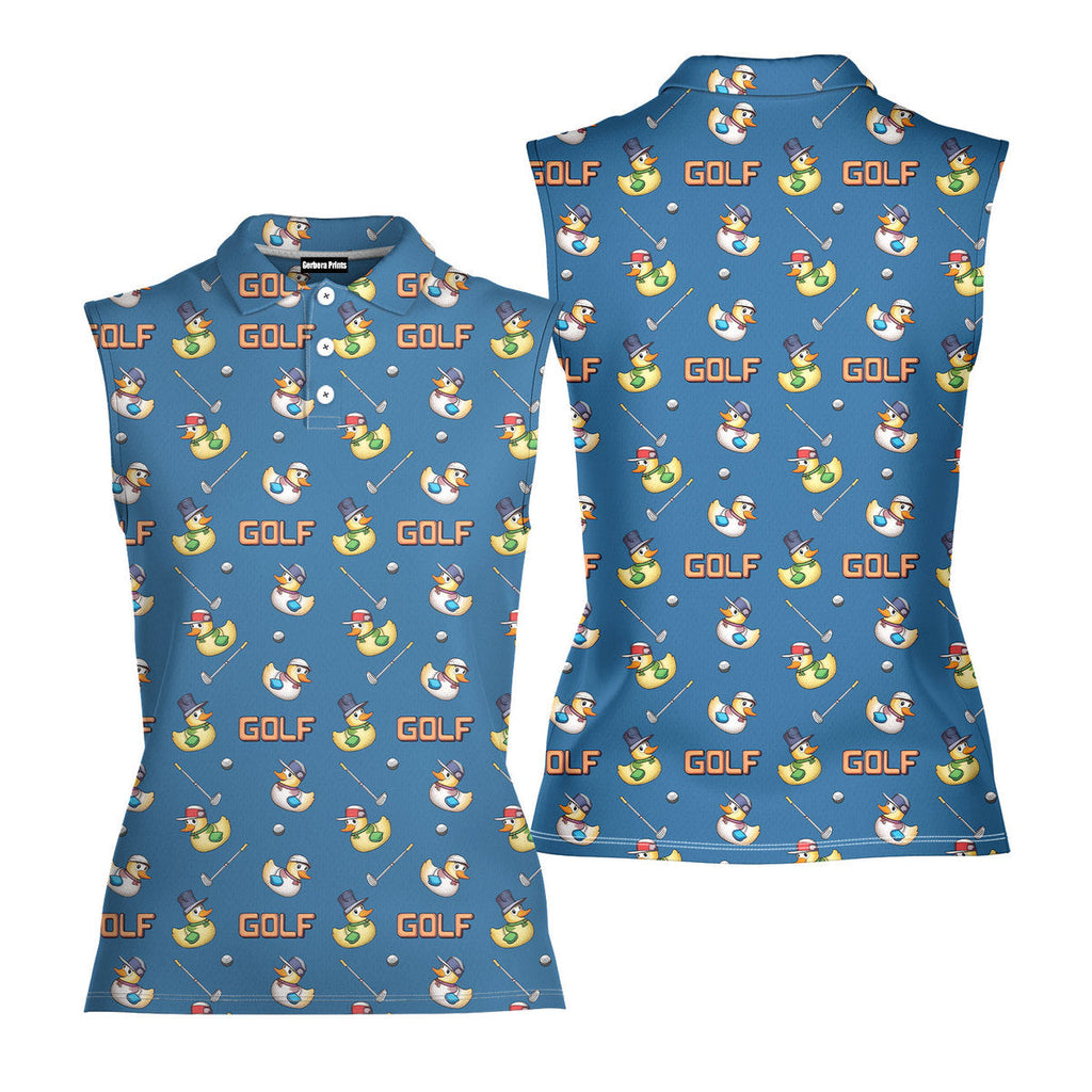 Duck Hook-Women Sleeveless Polo Shirt-Gerbera Prints