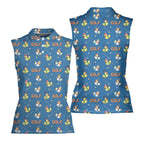 Duck Hook-Women Sleeveless Polo Shirt-Gerbera Prints