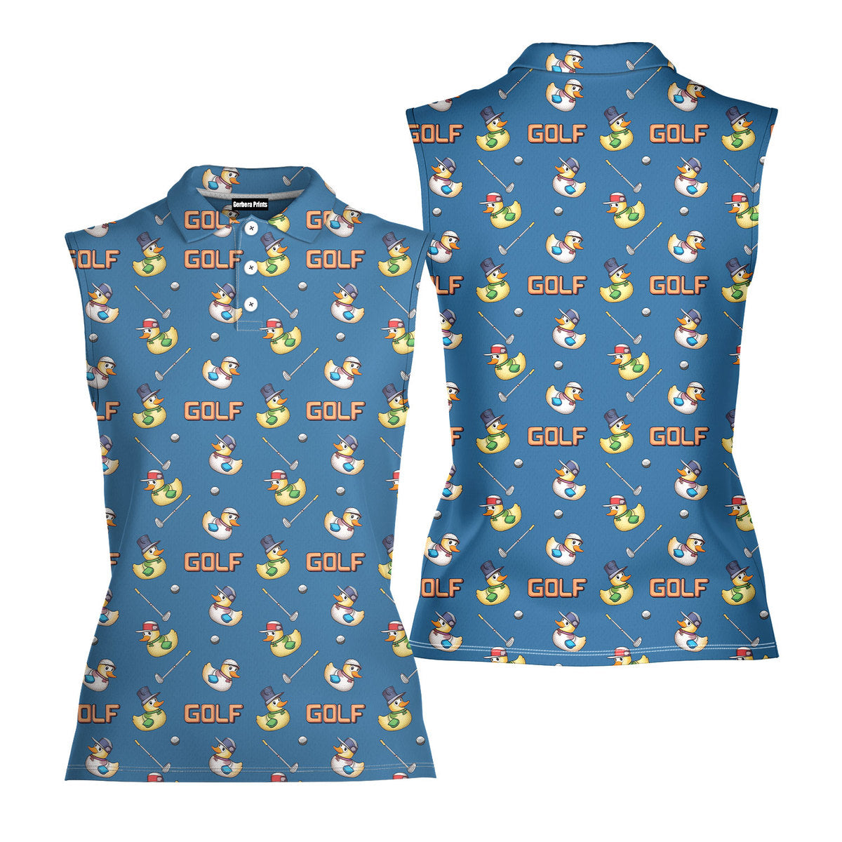 Duck Hook-Women Sleeveless Polo Shirt-Gerbera Prints