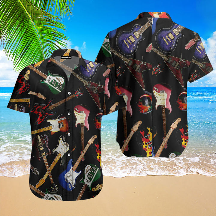 Amazing Electric Guitar Pattern Aloha Hawaiian Shirt 