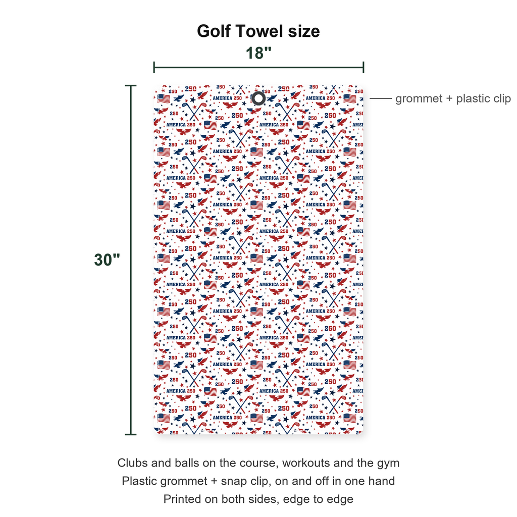 America 250 Fairways Golf Towel - Size Chart