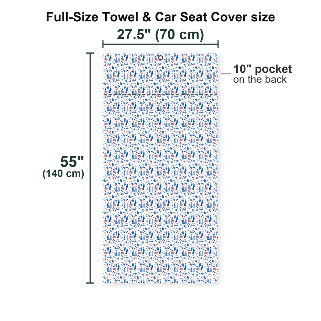 America Golf Full-Size Towel & Car Seat Cover - Size Chart