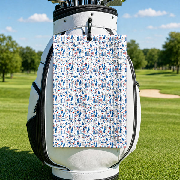 America Golf Golf Towel - Hanging on a Golf Bag