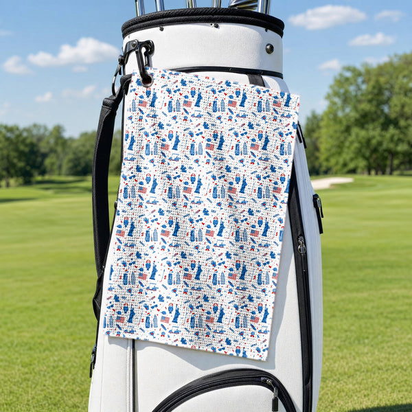 America Golf Golf Towel - Hanging on a Golf Bag