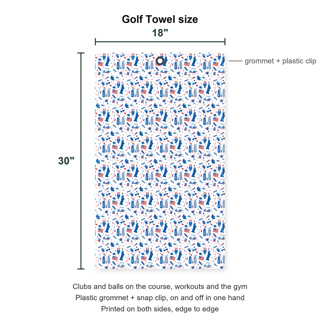 America Golf Golf Towel - Size Chart