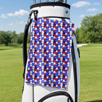 American Tatas Golf Towel - Hanging on a Golf Bag