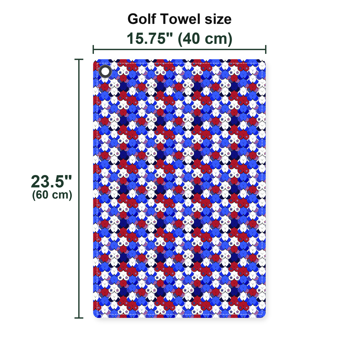 American Tatas Golf Towel - Size Chart