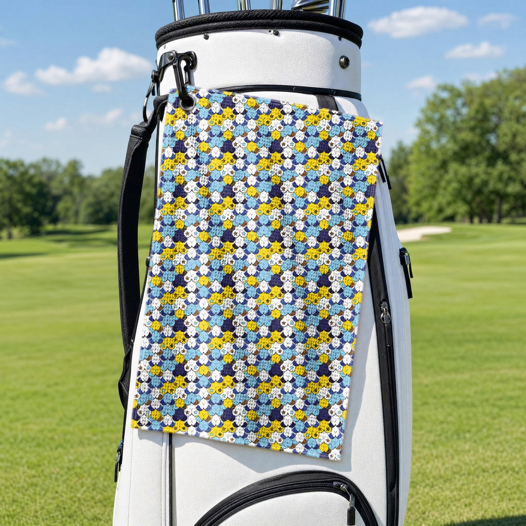 American Tatas Oktorberfest Golf Towel - Hanging on a Golf Bag