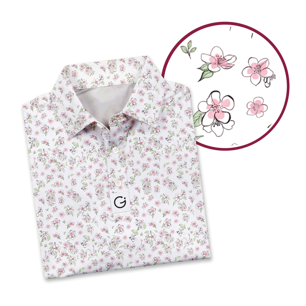 Apple Blossom Polo Shirt For Men - Detail Close-up