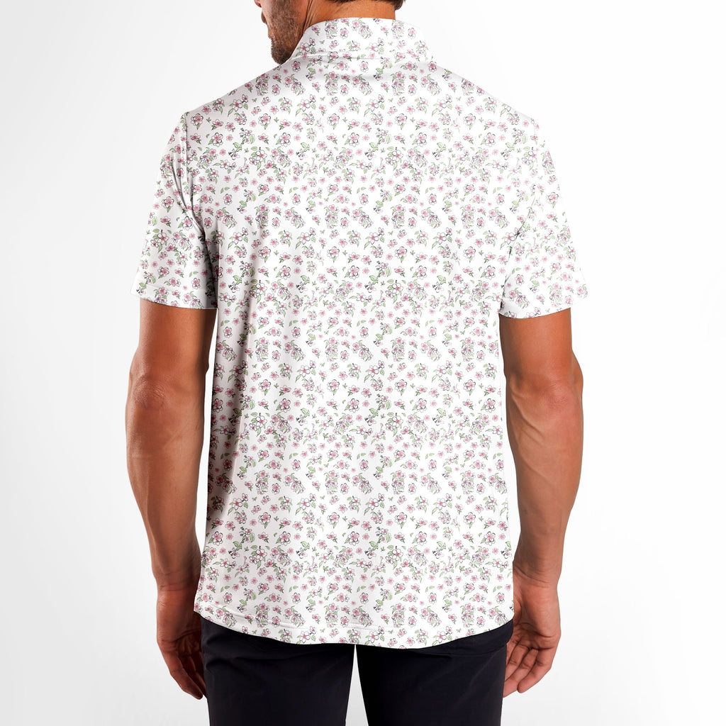 Apple Blossom Polo Shirt For Men - Model Back