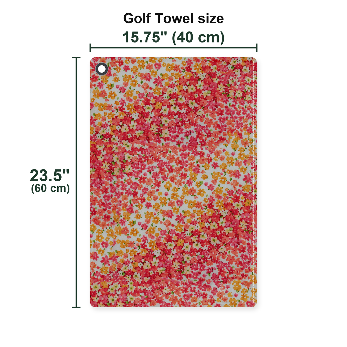Azaleas Floral Golf Towel - Size Chart