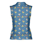 Duck Hook-Women Sleeveless Polo Shirt-Gerbera Prints