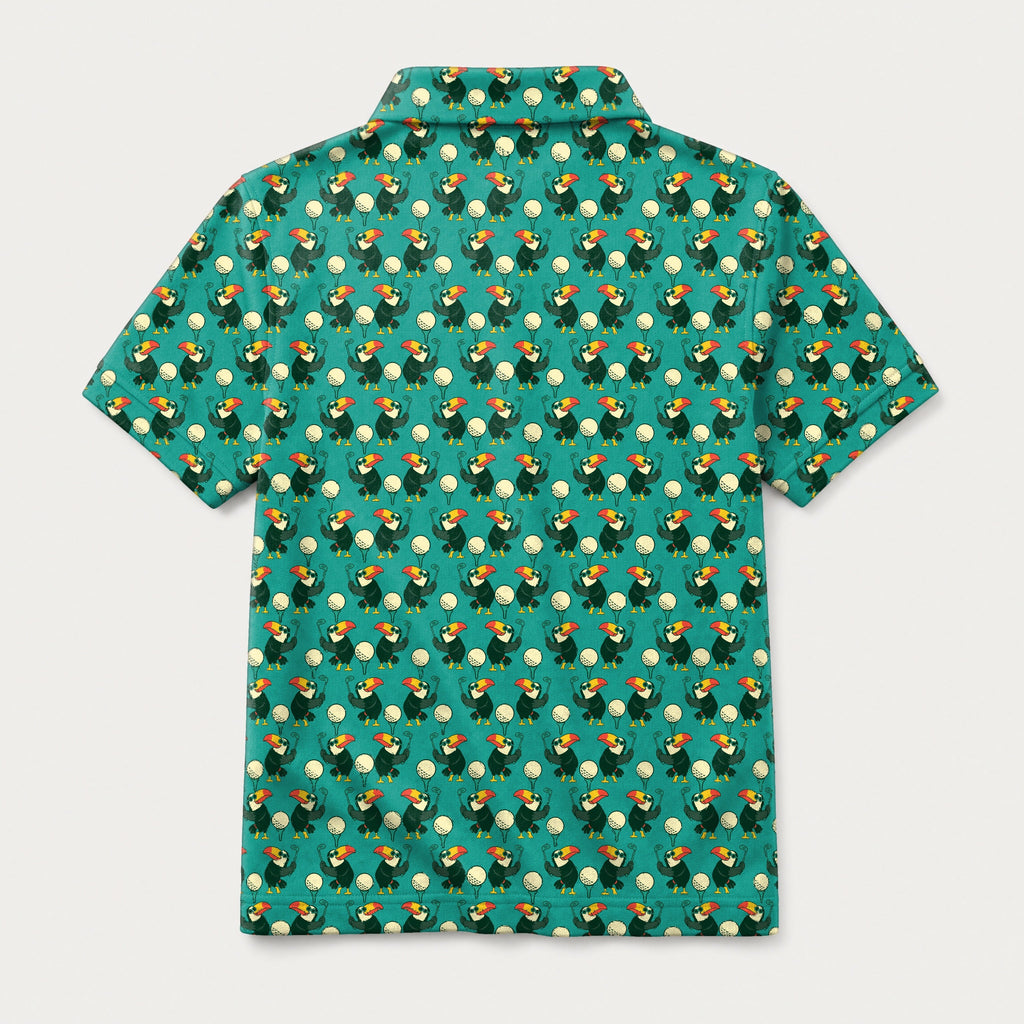 Toucan Tee Time Youth Golf Polo - Back