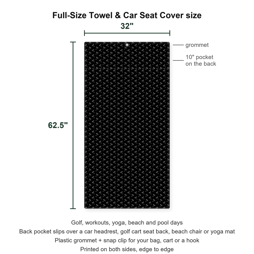 Ball & Wedge Full-Size Towel & Car Seat Cover - Size Chart