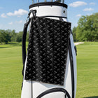 Ball & Wedge Golf Towel - Hanging on a Golf Bag