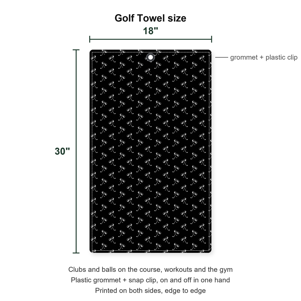 Ball & Wedge Golf Towel - Size Chart