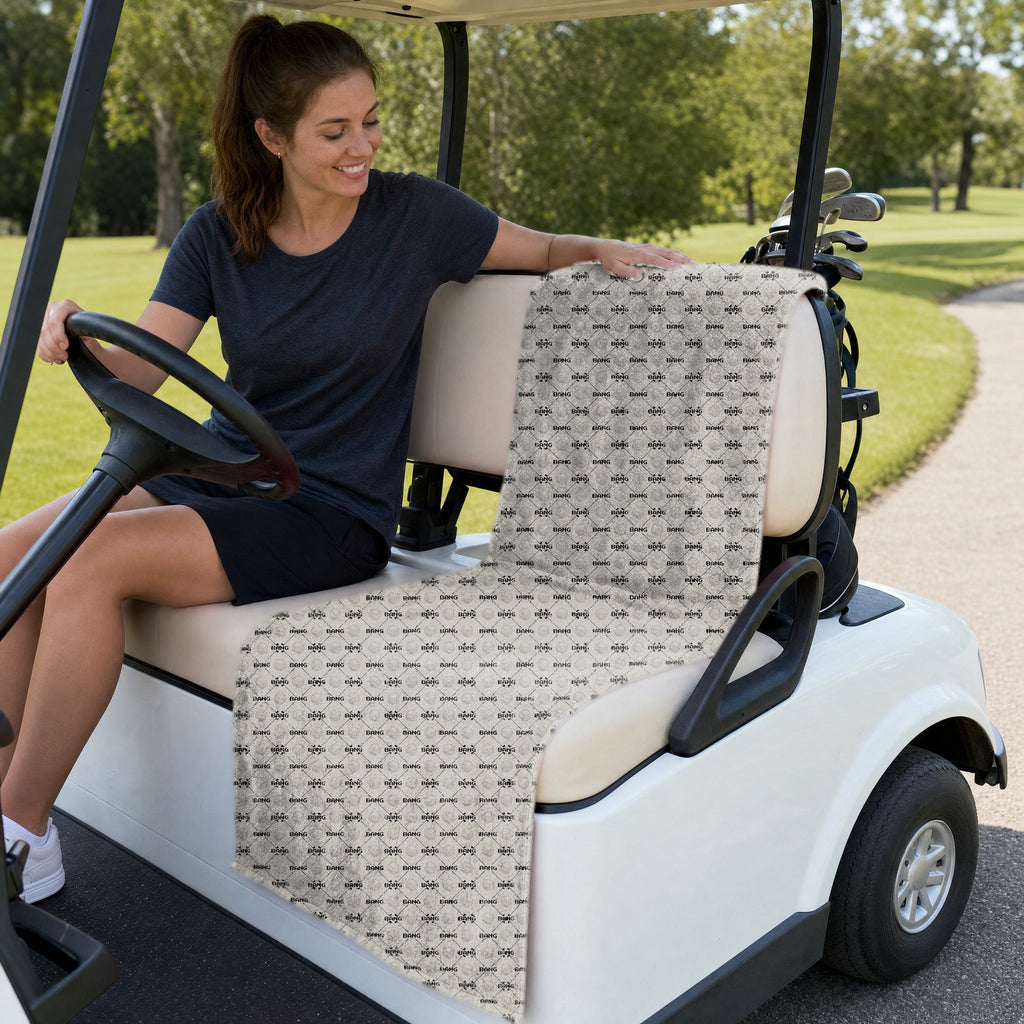 Bang Full-Size Towel & Car Seat Cover - On a Golf Cart Seat