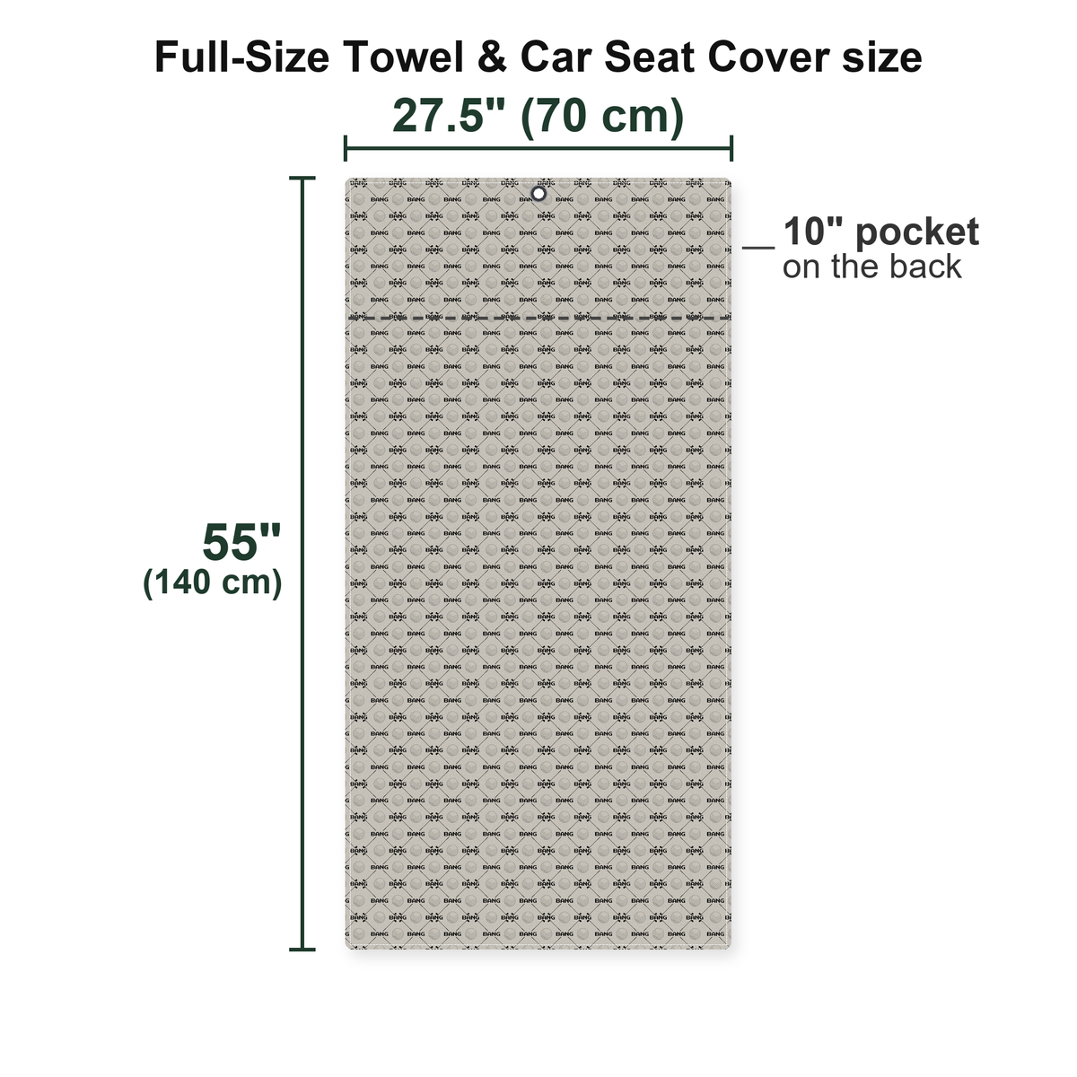 Bang Full-Size Towel & Car Seat Cover - Size Chart