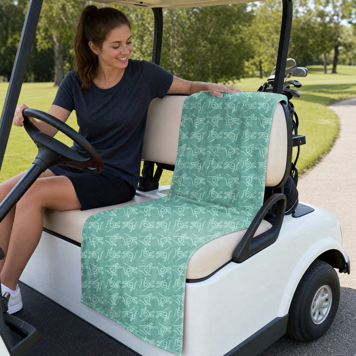 Bean Flicker Full-Size Towel & Car Seat Cover - On a Golf Cart Seat