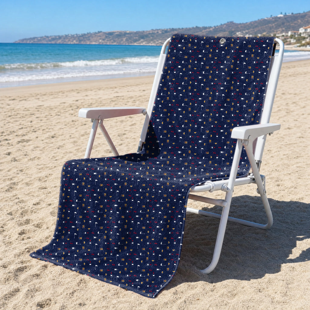 Beer Flag Full-Size Towel & Car Seat Cover - On a Beach Chair