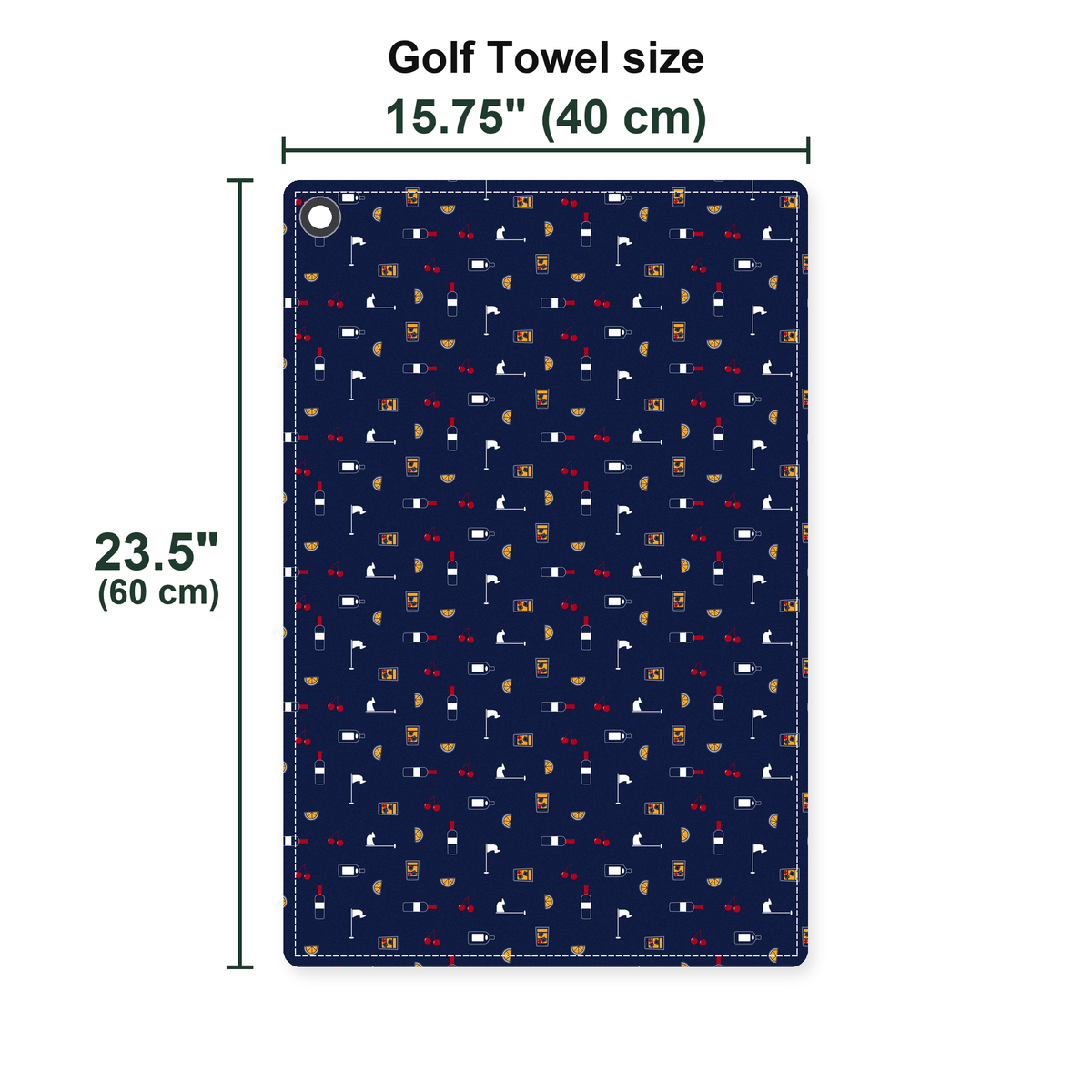 Beer Flag Golf Towel - Size Chart