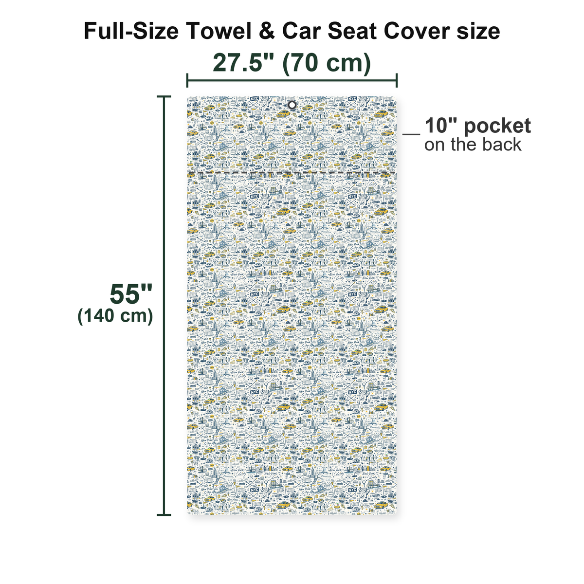 Big Apple Full-Size Towel & Car Seat Cover - Size Chart