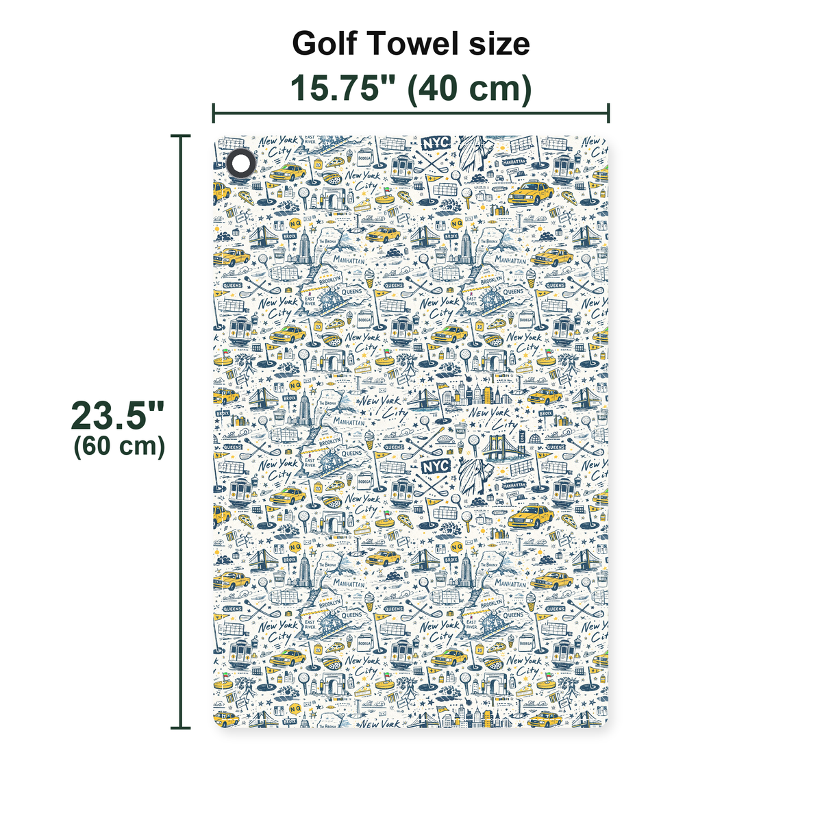 Big Apple Golf Towel - Size Chart