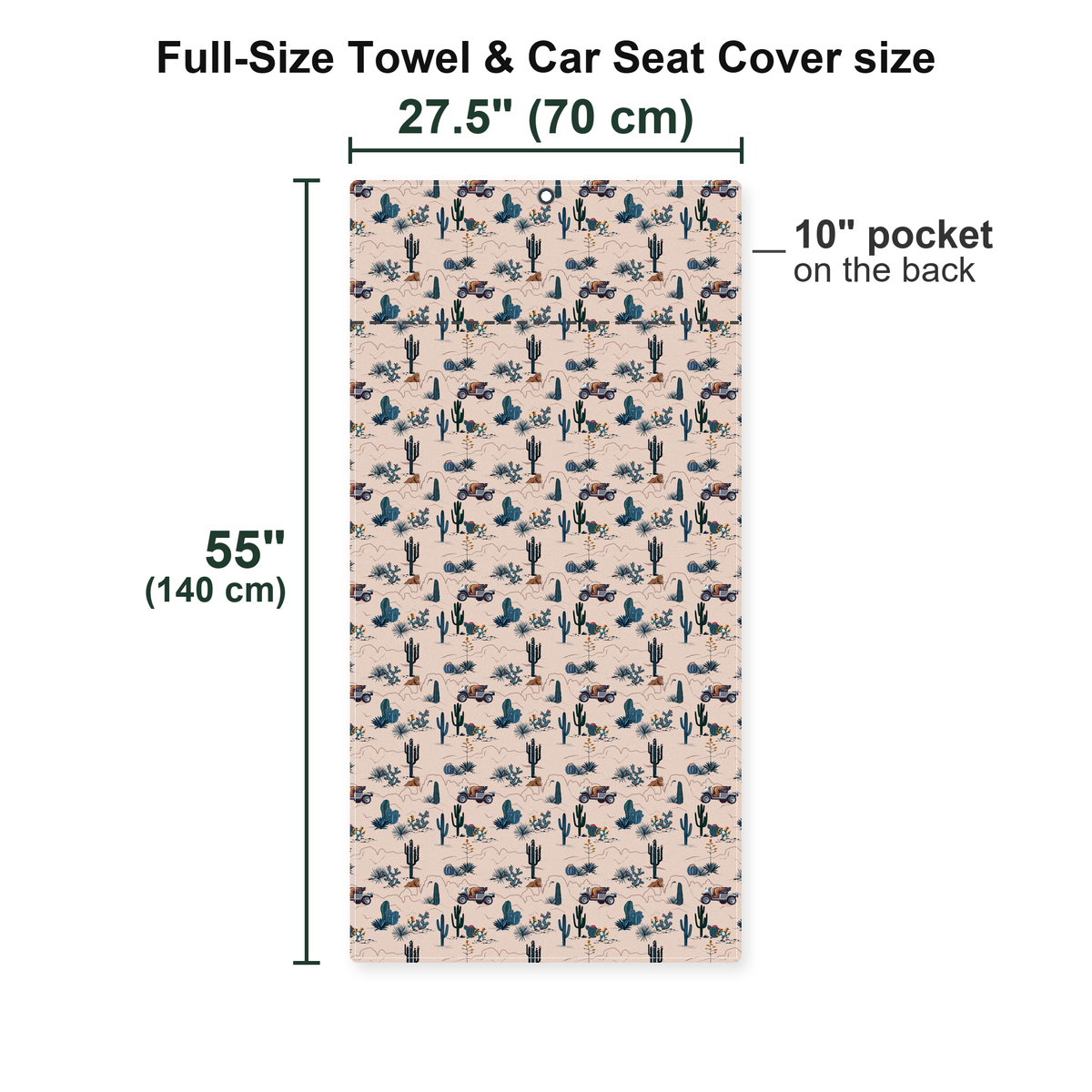 Bigfoot On The Green Full-Size Towel & Car Seat Cover - Size Chart