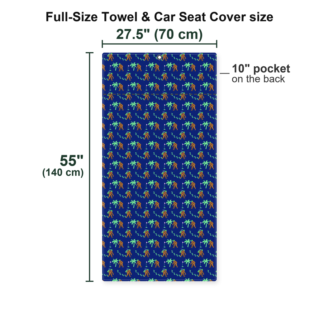 Bigfoot Sasquatch Golf Shirt Golf Club Funny Full-Size Towel & Car Seat Cover - Size Chart