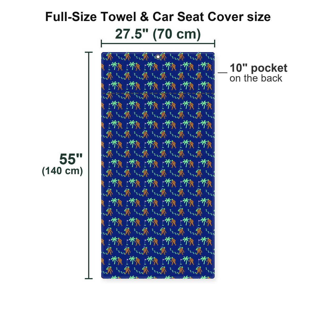 Bigfoot Sasquatch Golf Shirt Golf Club Funny Full-Size Towel & Car Seat Cover - Size Chart