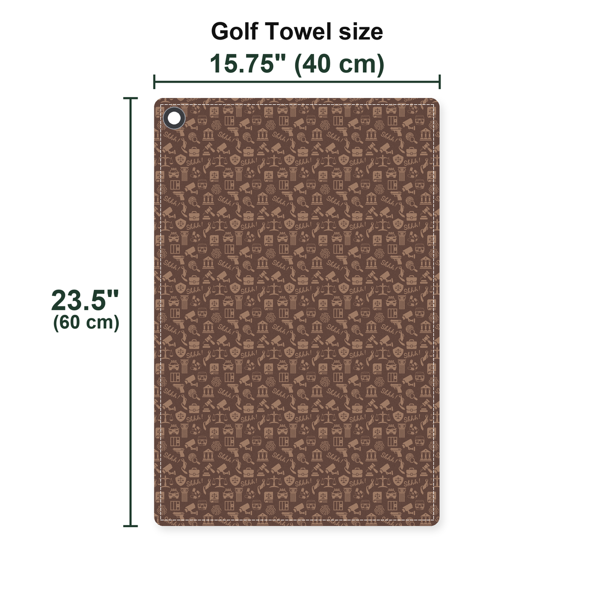 Billable Hours Golf Towel - Size Chart