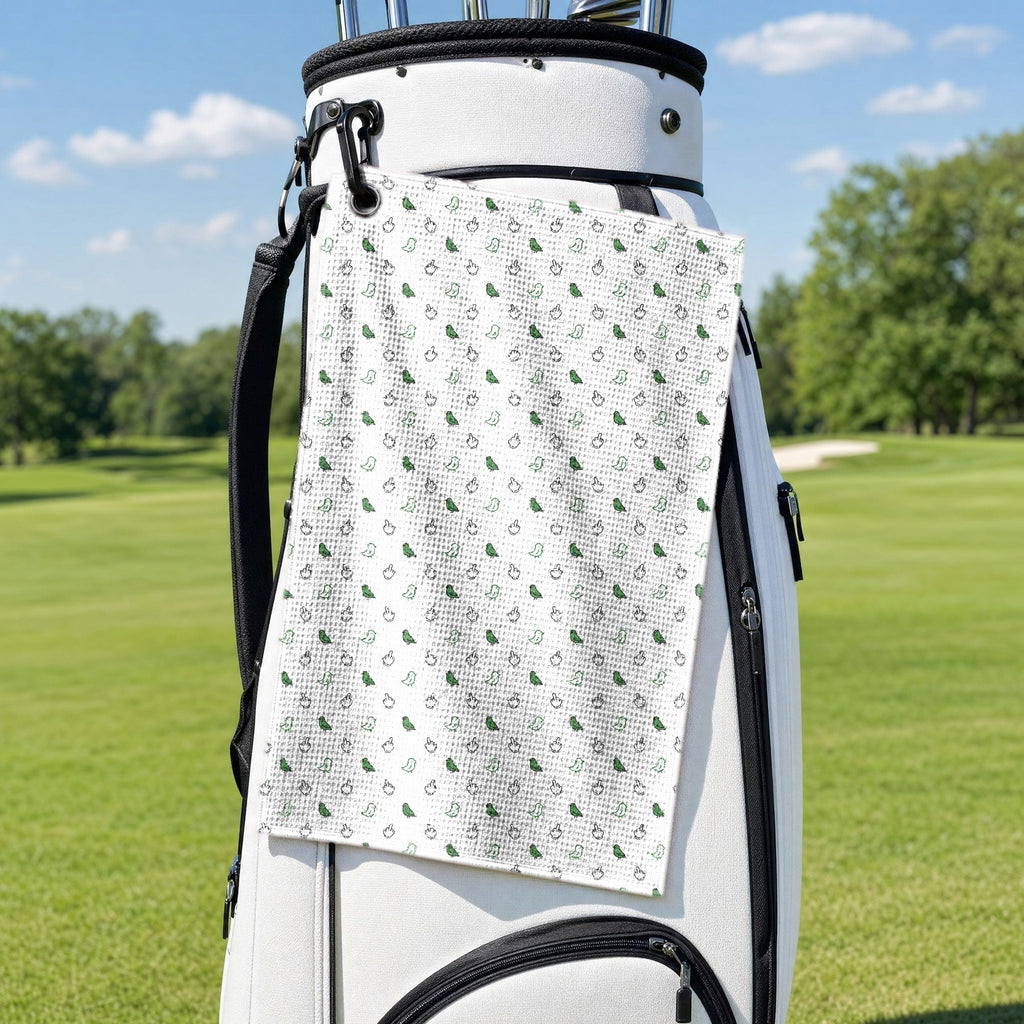 Birdie Energy Golf Towel - Hanging on a Golf Bag