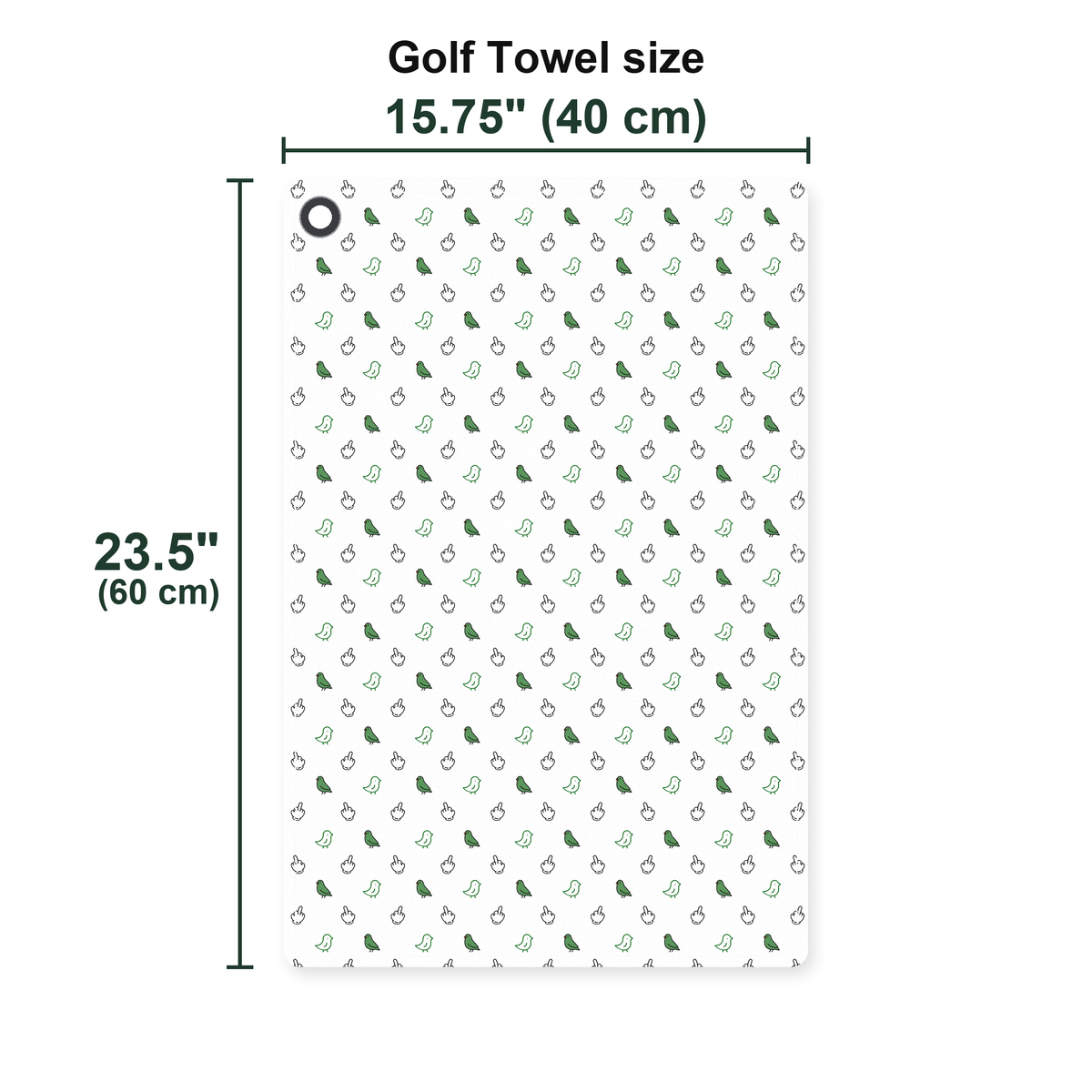 Birdie Energy Golf Towel - Size Chart
