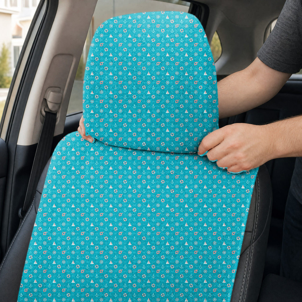 Boats and Hoes Full-Size Towel & Car Seat Cover - Headrest Pocket