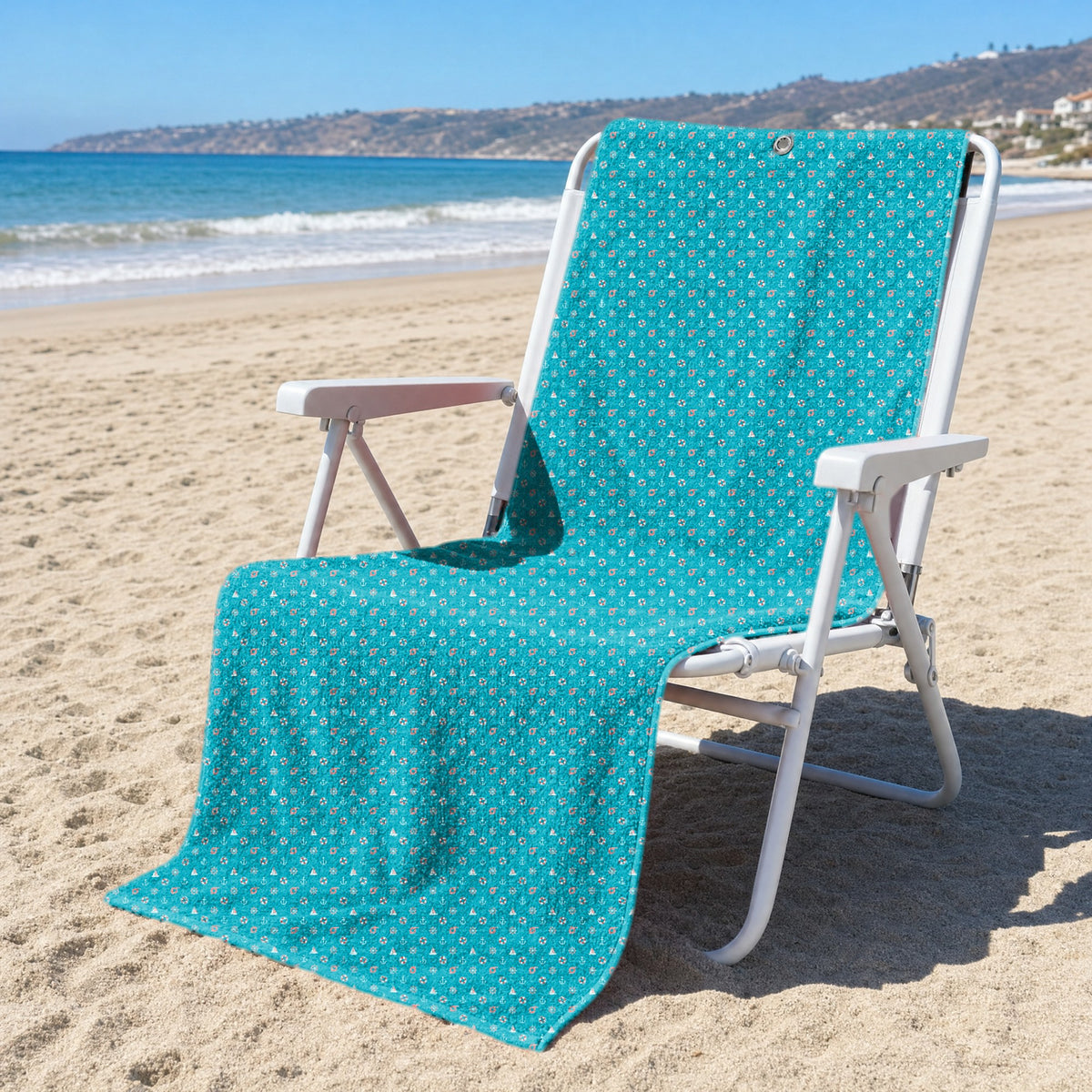 Boats and Hoes Full-Size Towel & Car Seat Cover - On a Beach Chair