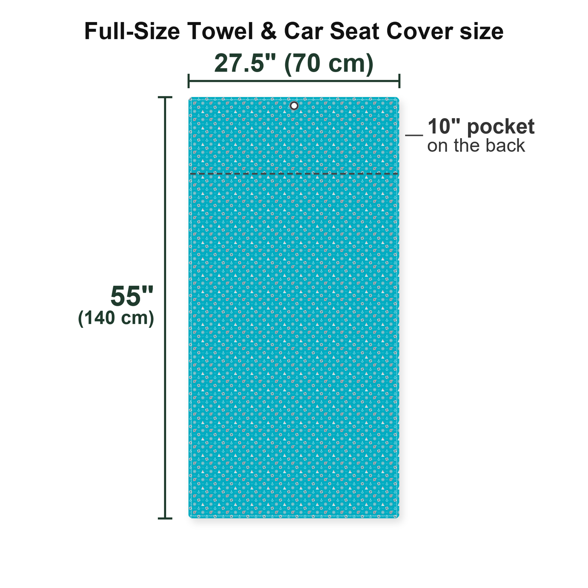 Boats and Hoes Full-Size Towel & Car Seat Cover - Size Chart