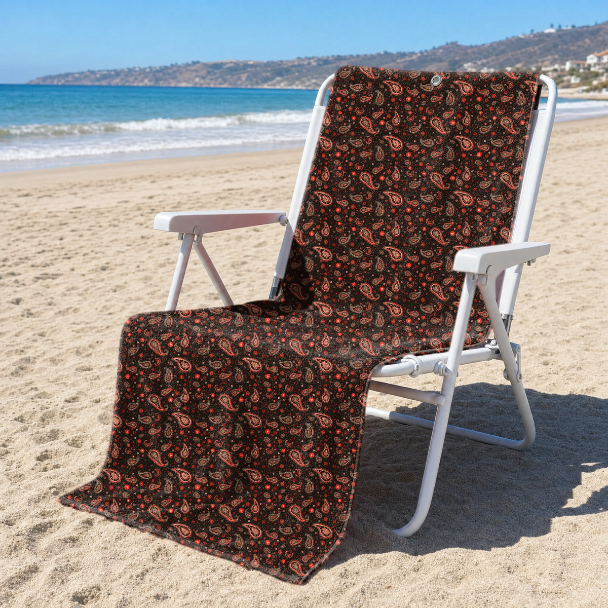 Brown Paisley Full-Size Towel & Car Seat Cover - On a Beach Chair