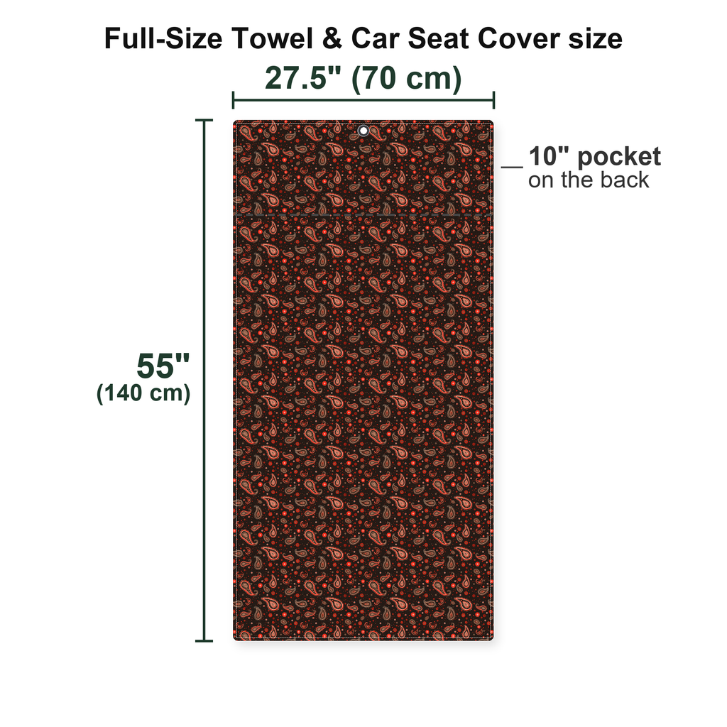 Brown Paisley Full-Size Towel & Car Seat Cover - Size Chart