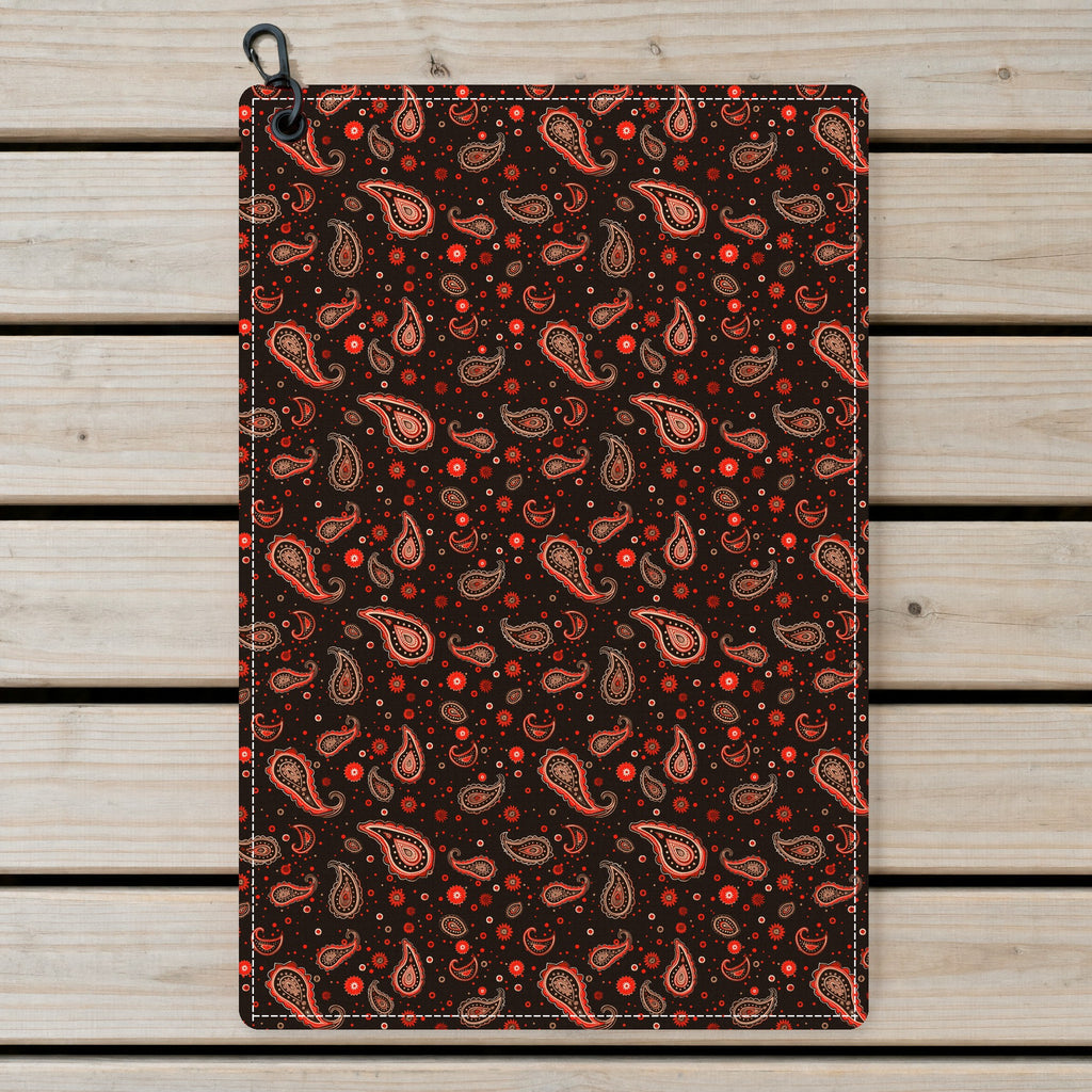 Brown Paisley Golf Towel - Laid Flat