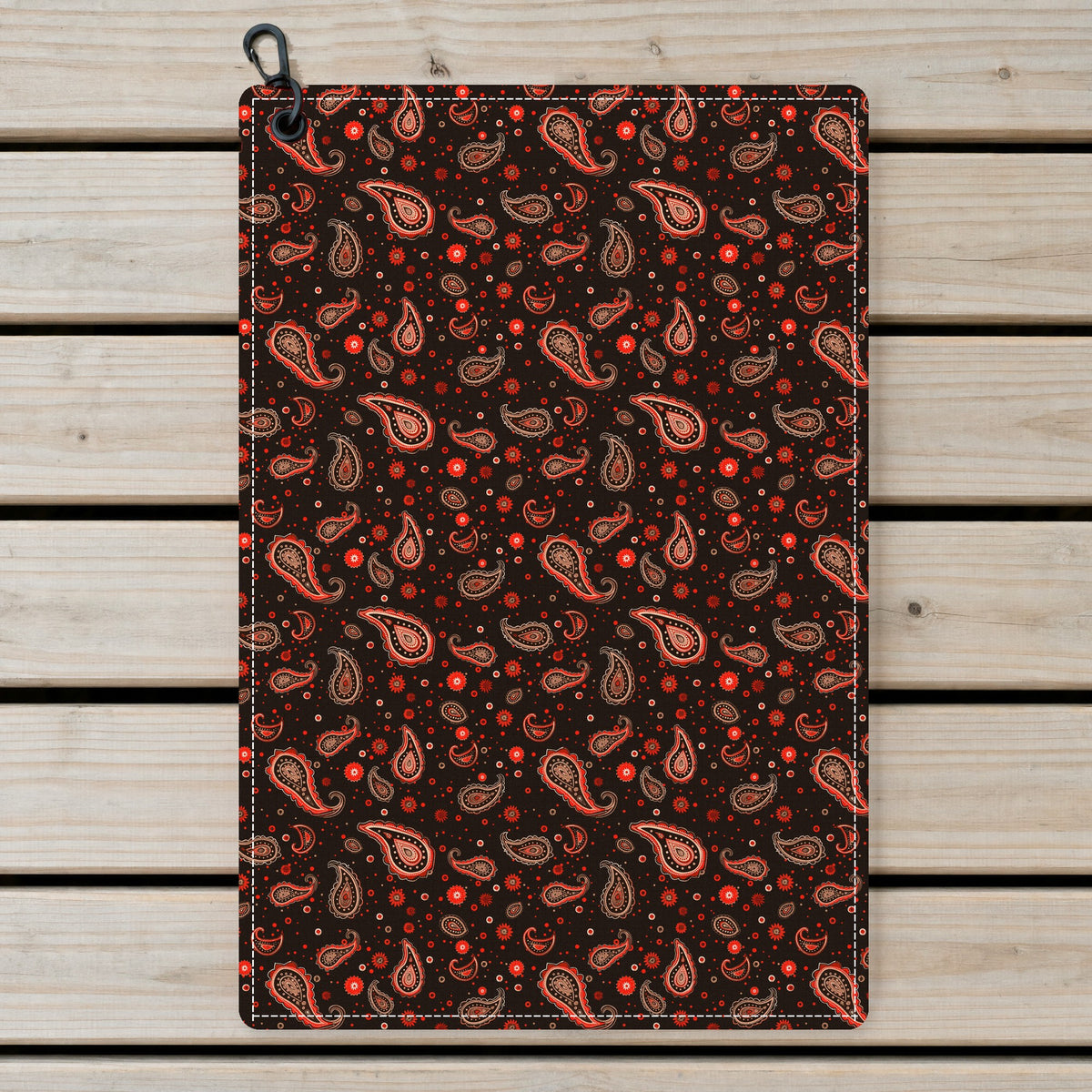 Brown Paisley Golf Towel - Laid Flat