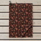 Brown Paisley Golf Towel - Laid Flat