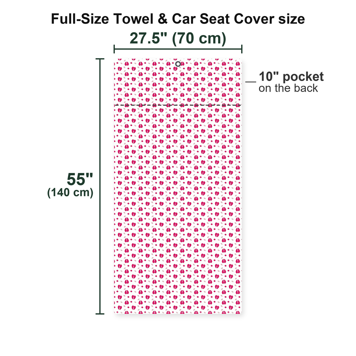 Camel Toe Full-Size Towel & Car Seat Cover - Size Chart