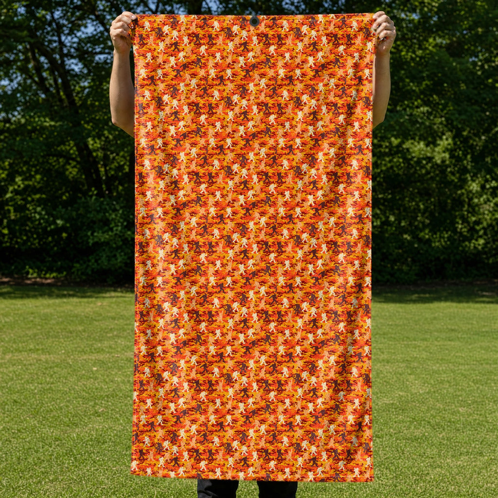 Camouflage Bigfoot Full-Size Towel & Car Seat Cover - Held Open