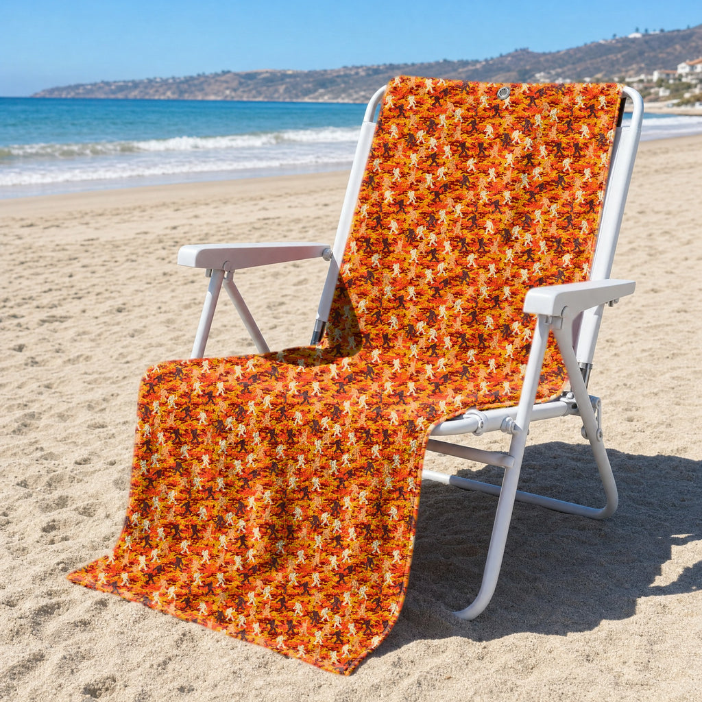 Camouflage Bigfoot Full-Size Towel & Car Seat Cover - On a Beach Chair
