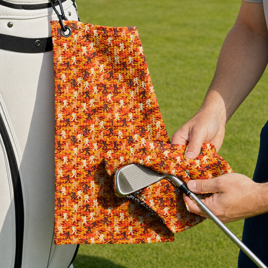 Camouflage Bigfoot Golf Towel - Cleaning a Club